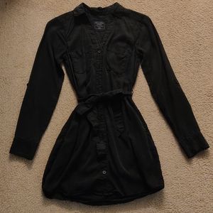 Abercrombie Washed Black Long Sleeve Shirt Dress XXSP